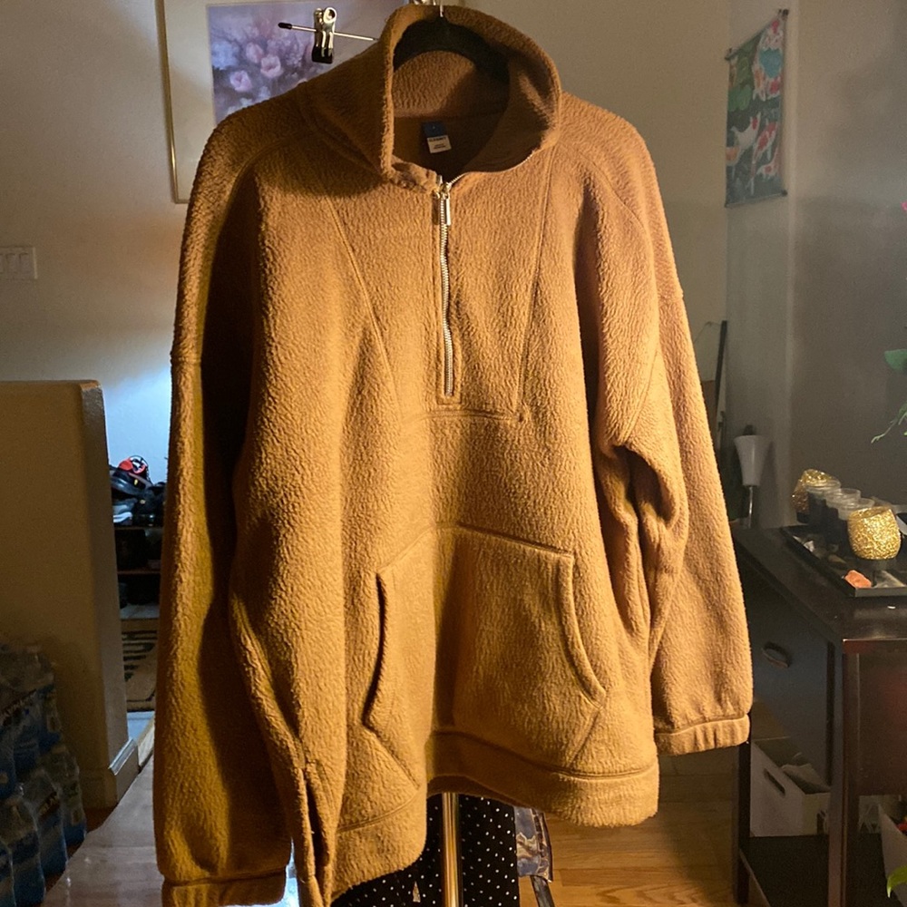 Gold Fuzzy Silver Zippered Sweater.